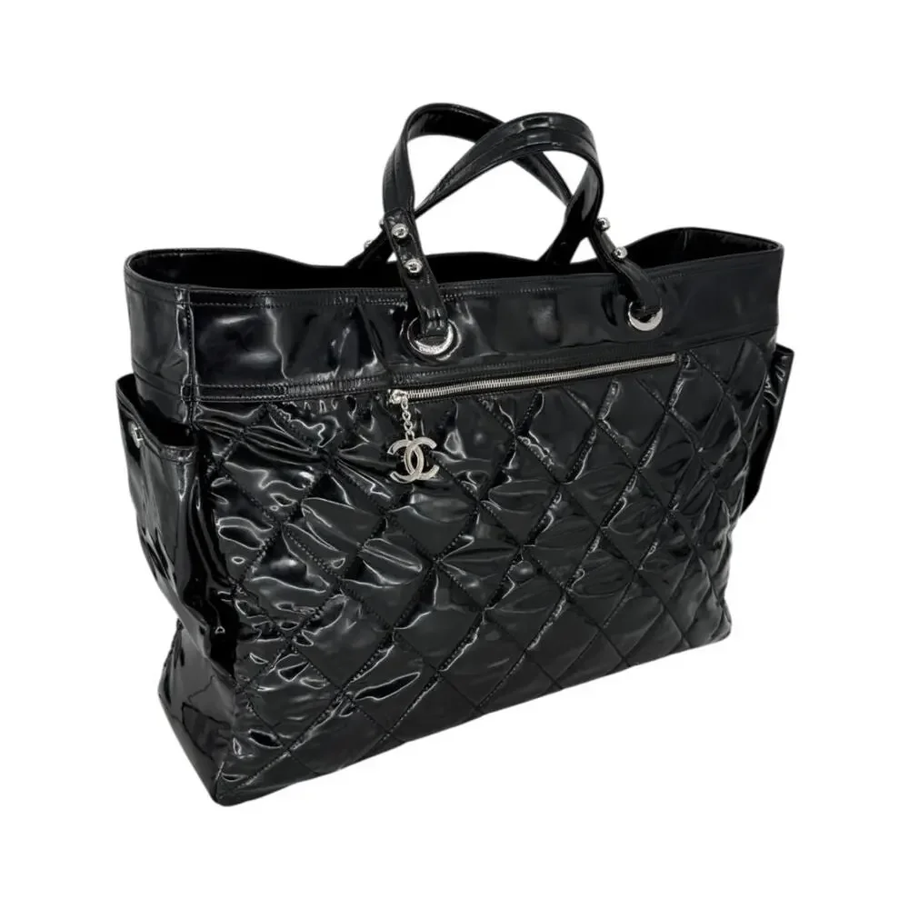 Chanel Paris-Biarritz XL Tote in Black Patent Vinyl